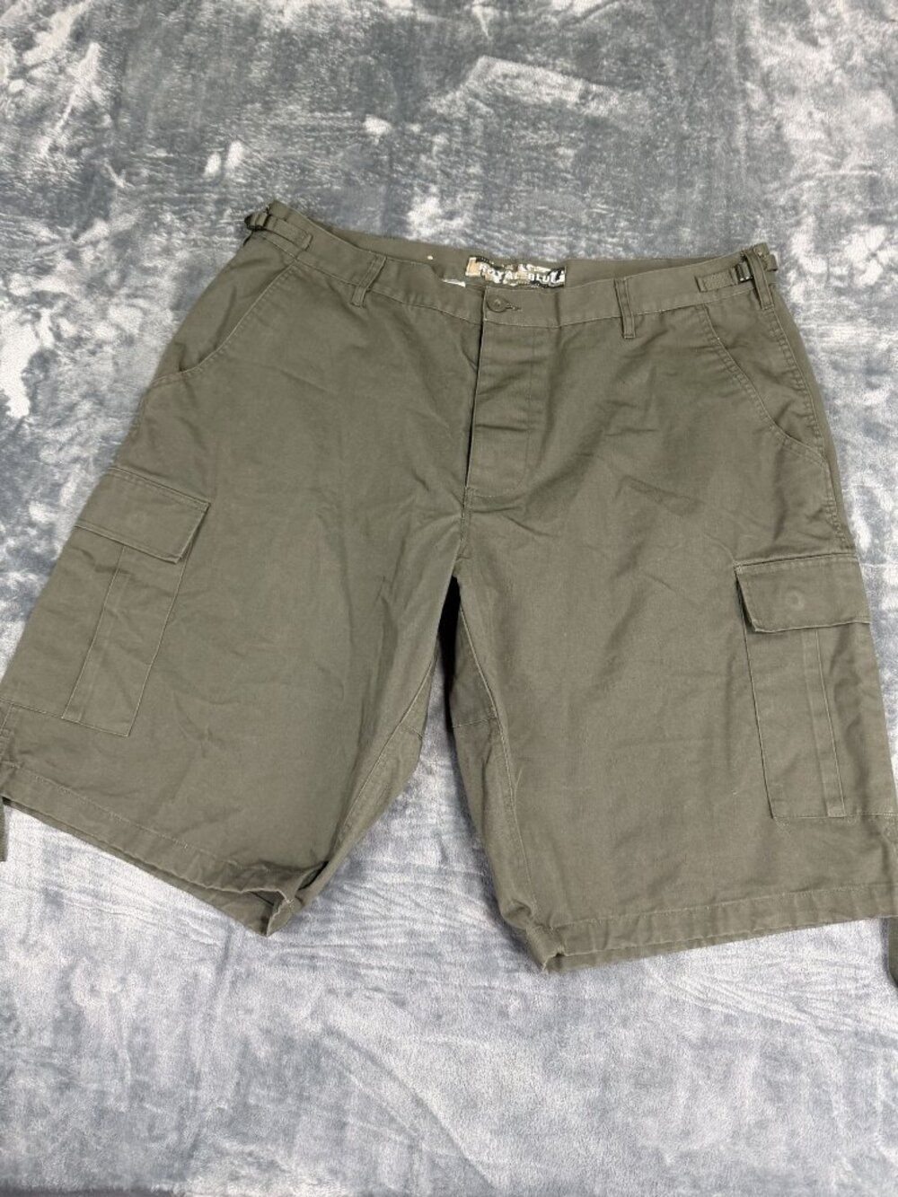 Royal Blue Mens Army Green Cargo Shorts Adjustable Waist 40
